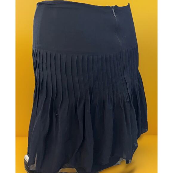 VTG Silk Pleated Mini Skirt 6 Navy Blue Ruffles Luxury Designer RARE Made In USA - Picture 5 of 14